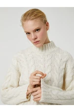 Koton Şahika Ercümen X - Half Turtleneck Sweater with a Braided Pattern