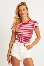 Cool & Sexy Women's Red-White Striped Blouse