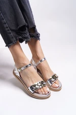 Riccon Esyishys Women's Sandals 0012103 Silver Metallic