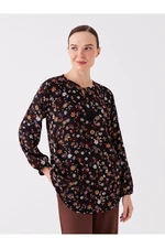 LC Waikiki Tie-Up Collar Floral Long Sleeve Women's Blouse