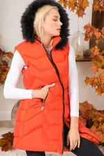 Z6761 DEWBERRY LADIES' VEST-LIGHT ORANGE