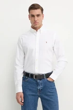 Bavlnená košeľa Polo Ralph Lauren pánska, biela farba, regular, s golierom button-down, 710792041