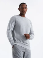 Ombre Men's raglan sweater with ribbed sleeves - grey melange