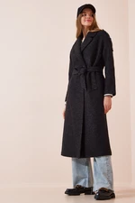 Happiness İstanbul Women's Anthracite Wool Long Premium Coat