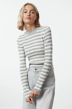 Trendyol Gray Basic Striped Knitted Sweater