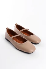 Capone Outfitters Women's Strappy Matte Beige Ballerinas