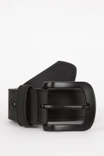 DEFACTO Men's Oval Buckle Faux Leather Jean Belt