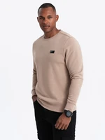 Ombre Men's non-stretch sweatshirt with metal pin - beige