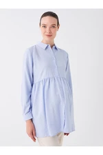 LC Waikiki Shirt Collar Plain Long Sleeve Maternity Tunic