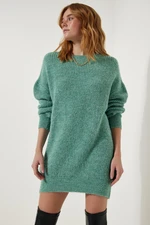 Happiness İstanbul Women's Aqua Green Oversize Long Basic Knitwear Sweater