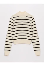 LC Waikiki LCW Half Turtleneck Striped Long Sleeve Women's Knitwear Sweater