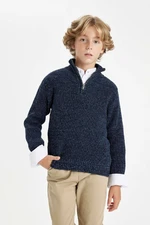 DEFACTO Boy's Half Turtleneck Zippered Knitwear Sweater