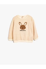 Koton Sweatshirt Rabbit Applique Detailed Long Sleeve Crew Neck Raised Cotton