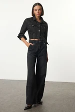 Trendyol Black High Waist Pocket Detailed Wide Leg Jeans