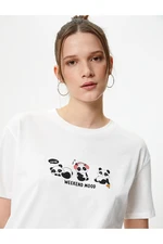 Koton Panda Printed T-Shirt Short Sleeve Crew Neck Cotton