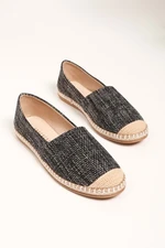 Shoeberry Women's Yurry Black Linen Espadrilles