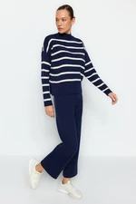 Trendyol Navy Blue Striped Knitwear Trousers Bottom-Top Set