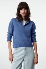 Trendyol Blue Soft Textured Basic Knitwear Sweater