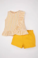 DEFACTO Baby Girl Striped Flared Poplin Blouse Shorts 2 Piece Set