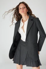 Trendyol Limited Edition Black Regular Lined Woven Striped Blazer Jacket