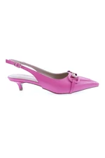 DGN 4205-23Y Women's Ankle Strap Buckle Short Heeled Shoes Fuchsia