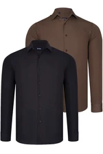 DUAL SET G726 DEWBERRY MENS SHIRTS-BLACK-BROWN