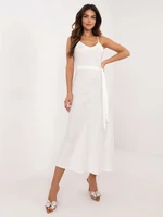 Ecru dress with slit