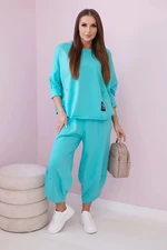 Cotton sweatshirt trouser set mint