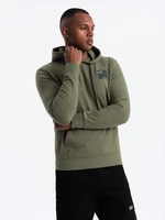 Ombre Men's kangaroo hoodie with logo - olive