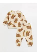 LC Waikiki Crew Neck Printed Baby Boy Sweatshirt and Tracksuit Bottom, Pack of 2