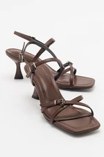 LuviShoes NEBEL Women's Brown Skin Heeled Sandals