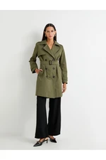 Koton Trench Coat Double Breasted Buttoned Pocket Windbreaker Detailed