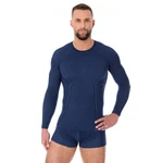 Pánské tričko Brubeck Active Wool s dlouhým rukávem  Navy Blue  XXL