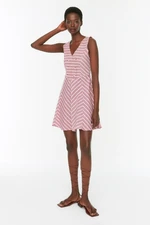 Trendyol Pink Button Detailed Striped Dress