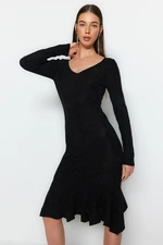 Trendyol Black Maxi Sweater Dress With Ruffles