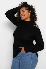 Trendyol Curve Black Shoulder Detailed Turtleneck Knitwear Sweater