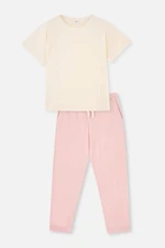 Dagi Ecru Short Sleeve Jogger Knitted Pajamas Set