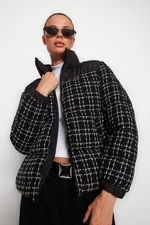 Trendyol Black Premium Oversize Tweed Puffy Coat