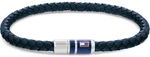 Tommy Hilfiger Tmavě modrý kožený náramek s ocelovým zapínáním 2790294