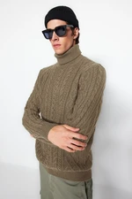 Trendyol Mink Slim Fit Turtleneck Hair Knitted Sweater