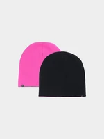 Dětská oboustranná čepice beanie - fuchsiová