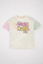 DEFACTO Baby Girl Crew Neck Printed Short Sleeve T-Shirt