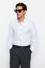 Trendyol White Slim Fit Textured 100% Cotton Breathable Shirt