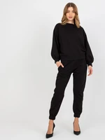 Black casual set with sweatshirt with open back