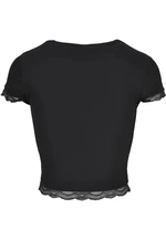 Women's T-shirt with short lace trim black