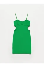 Dilvin 90394 Window Detail Mini Dress-dark Green