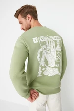 Trendyol Green Crew Neck Regular/Normal Cut Mystic Printed Inside Polar Fleece Sweatshirt