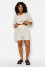 Trendyol Curve Beige Striped Linen Look Shorts & Bermuda