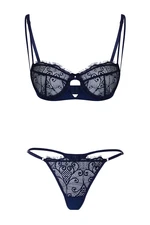 Trendyol Navy Blue Lace Piping Detailed Rope Strap Coverless Knitted Underwear Set