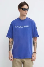 Bavlněné tričko A-COLD-WALL* Overdye Logo T-Shirt s potiskem, ACWMTS186